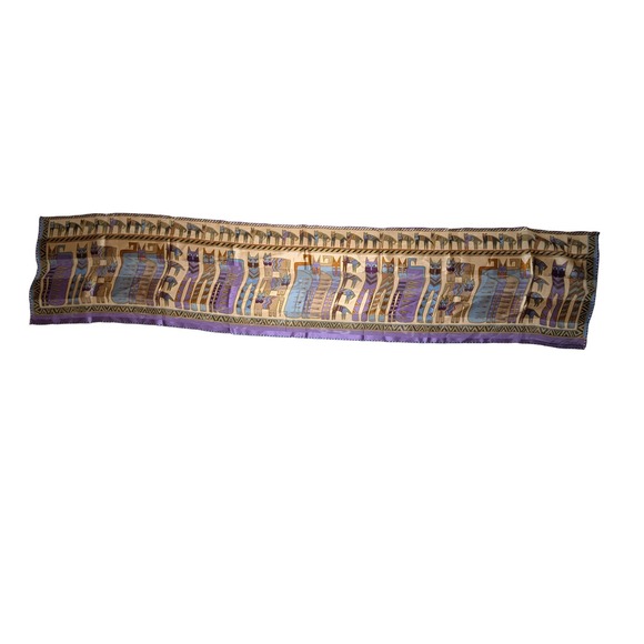 Laurel Birch‎ Art to Wear Cat Scarf Painterly Egyptian Style Animal Print - Picture 3 of 4